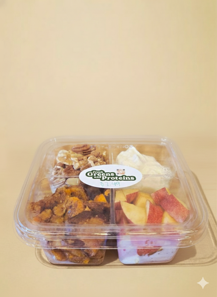 Protein Pack (sweet potato, pecans, walnuts, almonds, apples, vanilla greek yogurt)